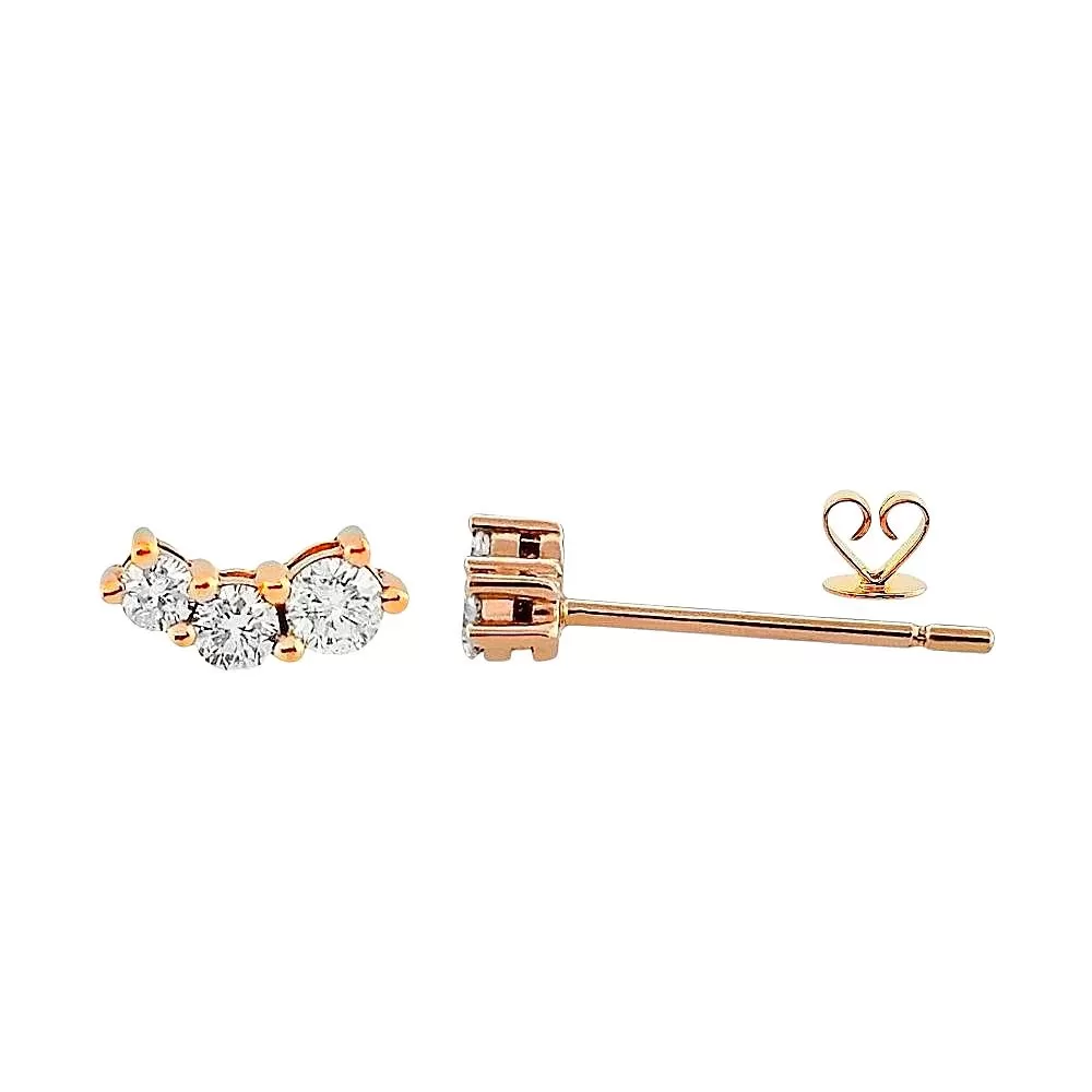 Aros en oro rosa con diamantes talla brillante.