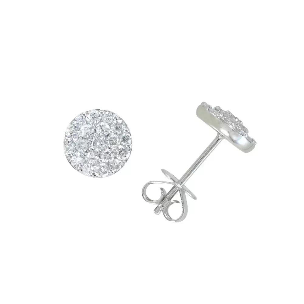 Aros en oro blanco con diamantes talla brillante.