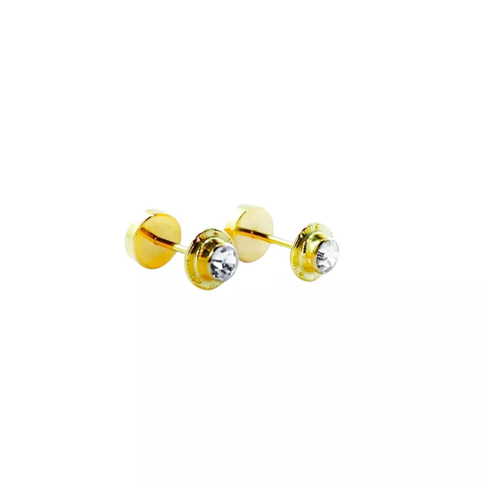 Abridores en oro amarillo con zafiros incoloros.