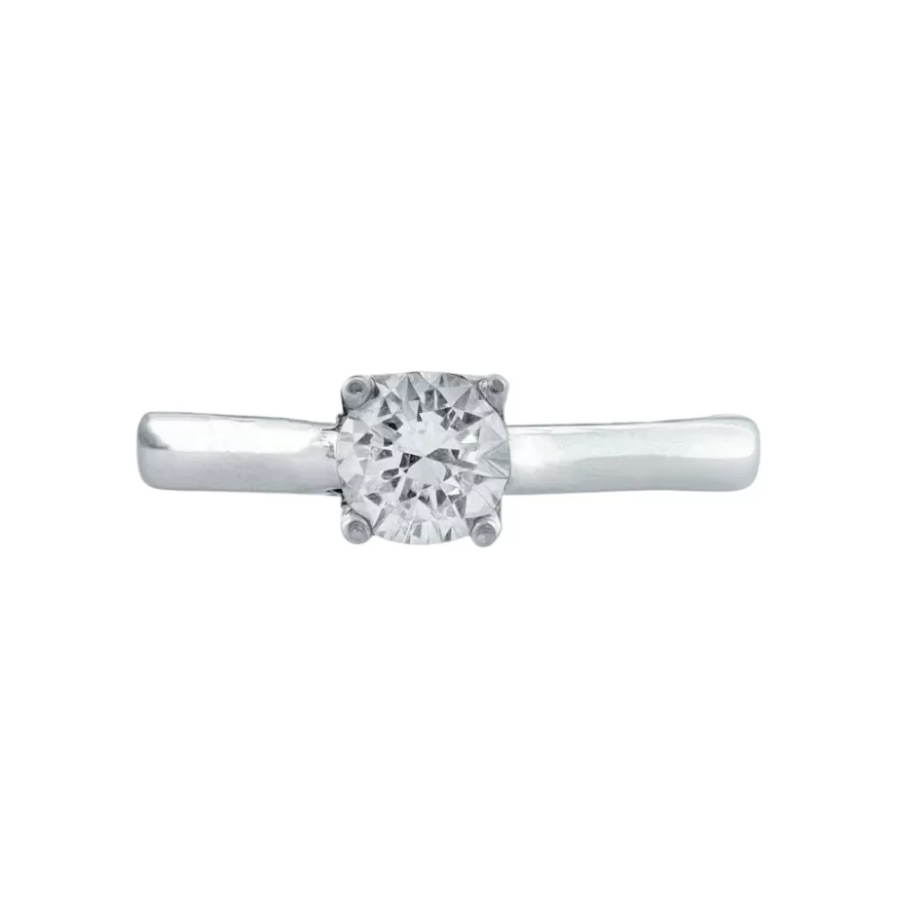Anillo solitario en oro blanco con diamante talla brillante (0.45 ct, color  I, pureza VS1).