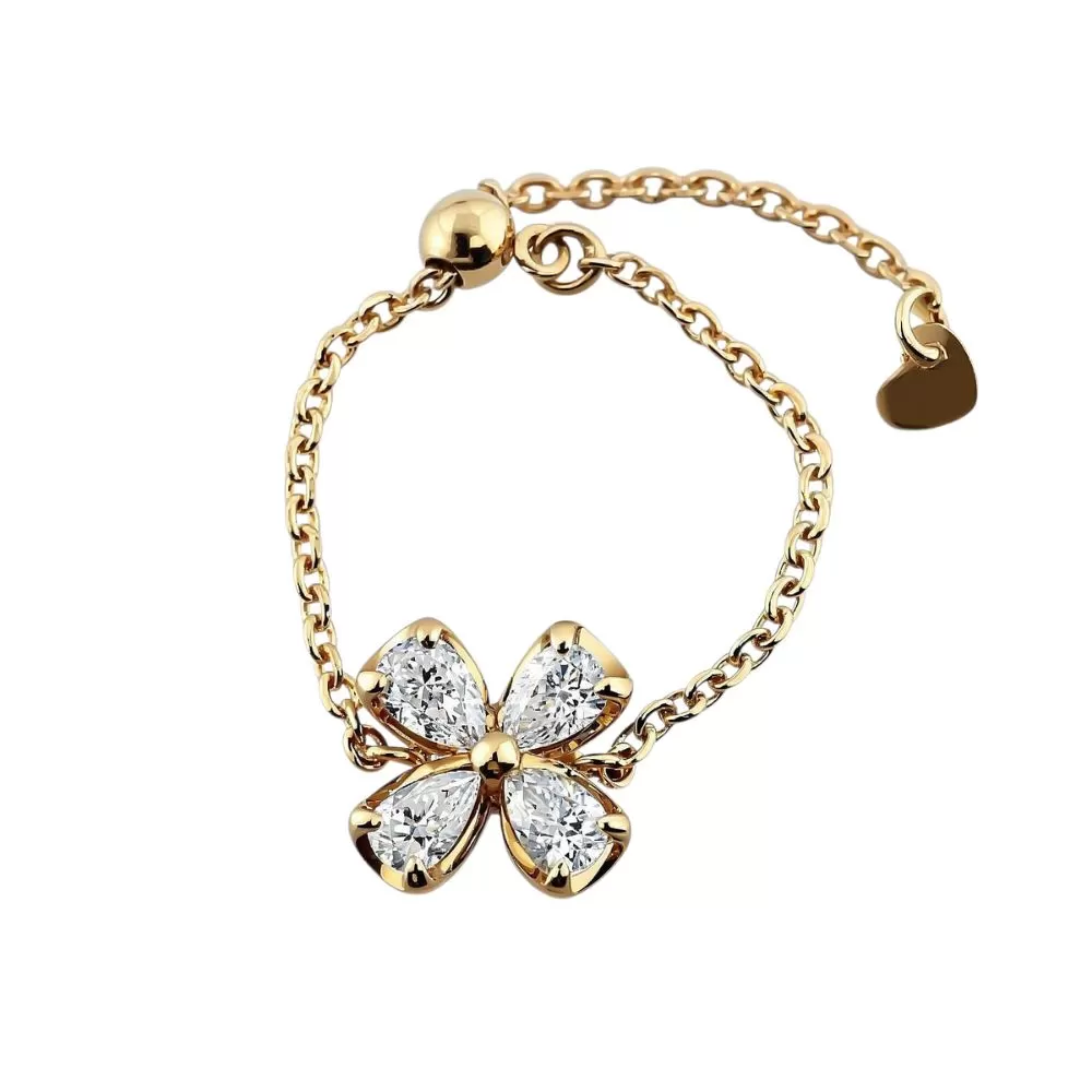 Anillo en oro amarillo con diamantes talla pera.