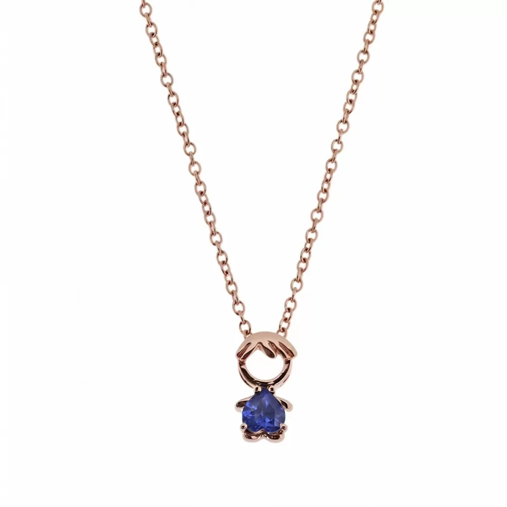 Collar en oro rosa con zafiro talla brillante (0.376 ct).
