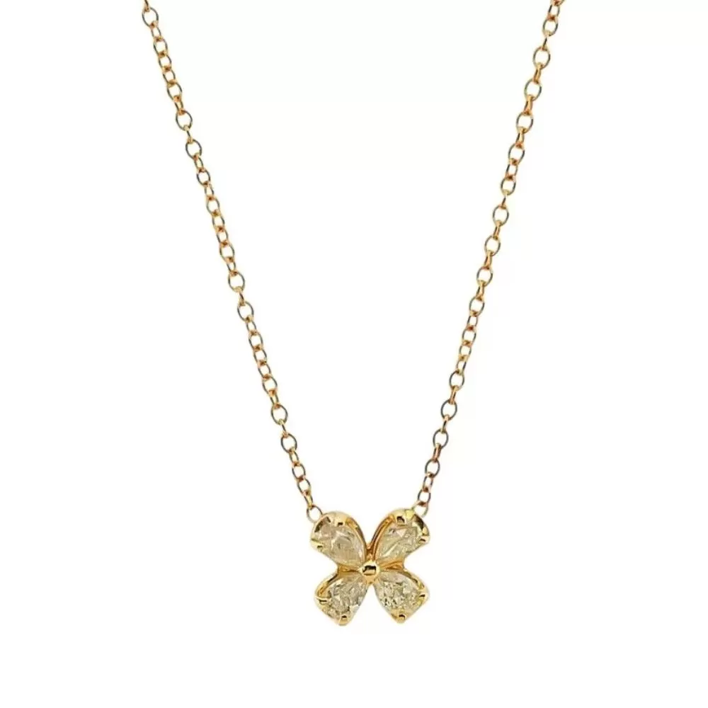 Collar en oro amarillo con diamantes Fancy Light Yellow talla pera.