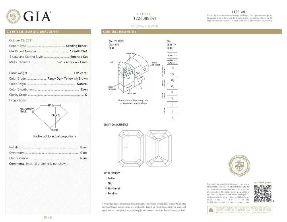 Diamante Fancy Dark Yellowish Brown (1.06 ct).