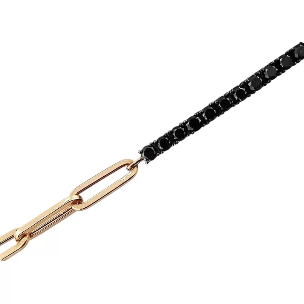 Pulsera en oro rosa con diamantes Fancy Black talla brillante.