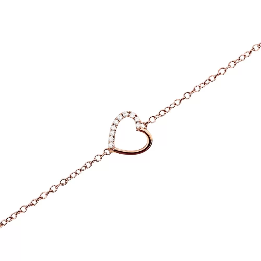 Pulsera en oro rosa con diamantes talla brillante.