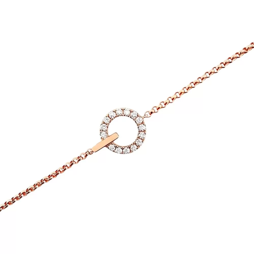Pulsera en oro rosa con diamantes talla brillante. 