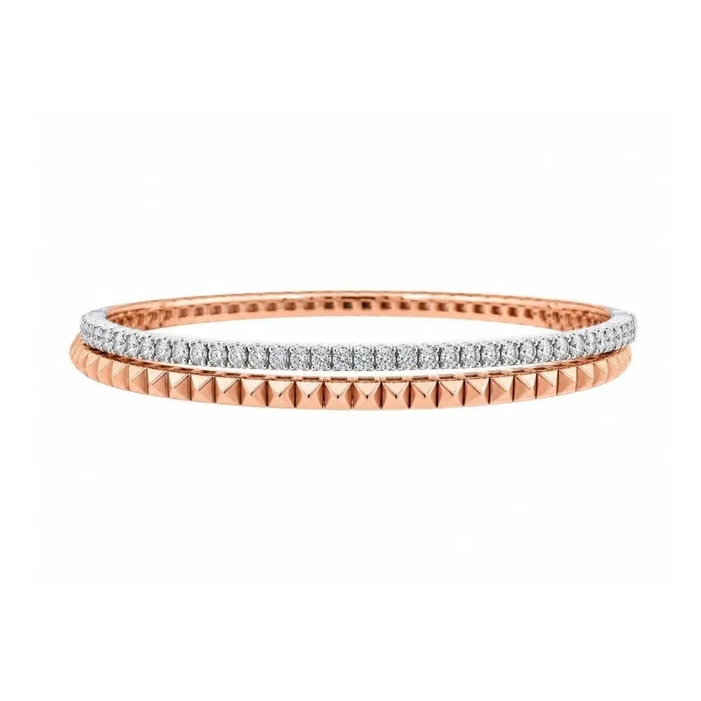 Pulsera en oro rosa y oro blanco con diamantes talla brillante.