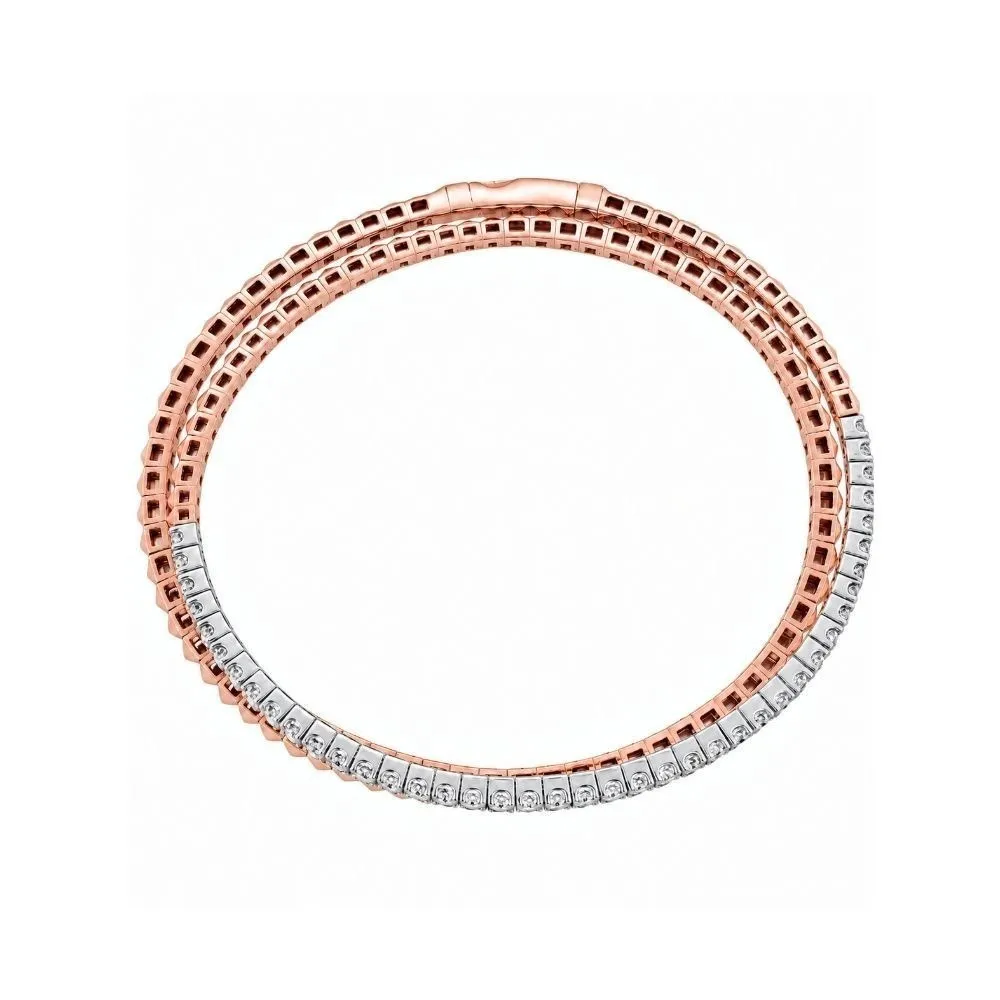 Pulsera en oro rosa y oro blanco con diamantes talla brillante.